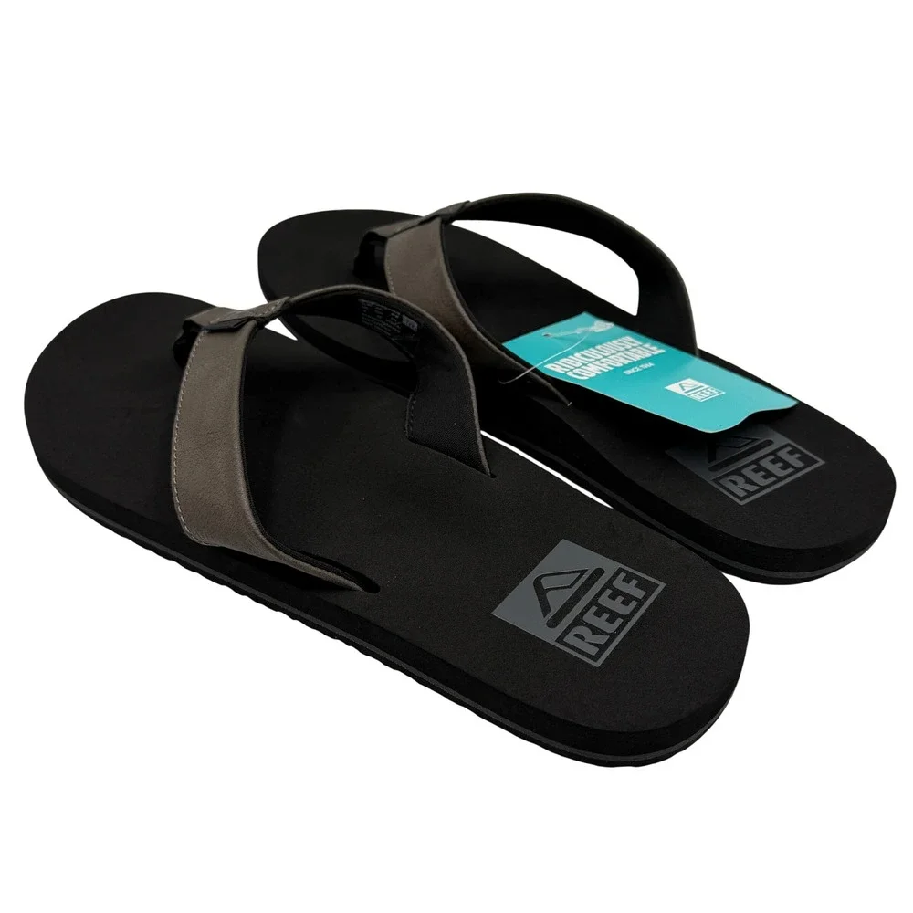 REEF Twinpin Grey Black New Casual Beach Thong Sandals RF002915GRE Men's 9 *NEW*